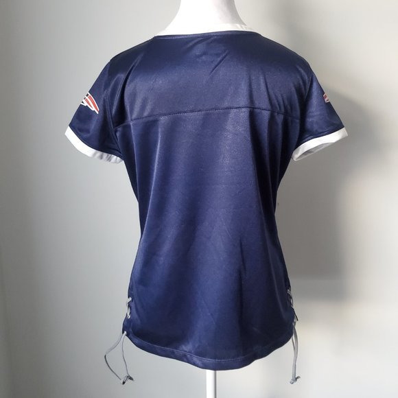Women's New England Patriots Fans Jersey Fandom Embroidered Logo Blue White NWT - Picture 8 of 11
